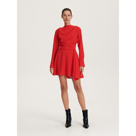 Reserved - Sukienka z szerokimi mankietami - czerwony ze sklepu Reserved w kategorii Sukienki - zdjęcie 163484801