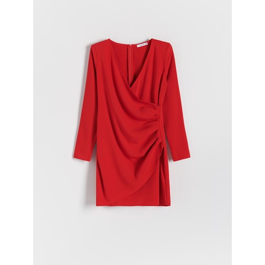 Reserved - Sukienka mini z marszczeniem - czerwony Reserved 34 Reserved okazyjna cena
