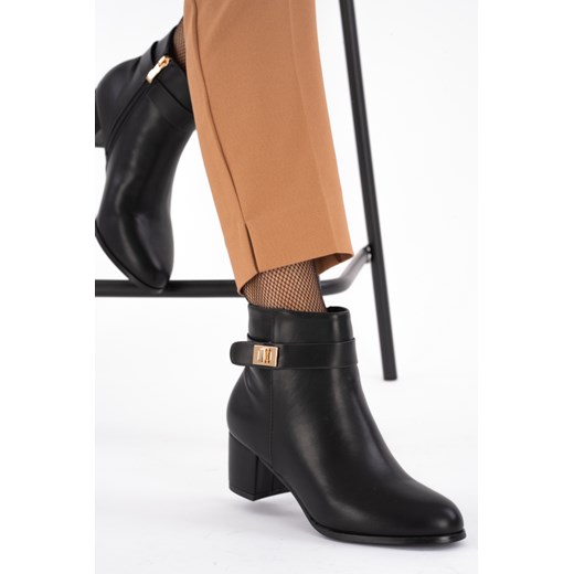 Botki Sklep-szpilka24 eleganckie czarne na zamek na obcasie