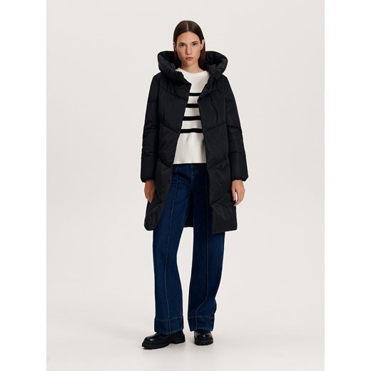 Reserved - Pikowany płaszcz - czarny ze sklepu Reserved w kategorii Płaszcze damskie - zdjęcie 163500234