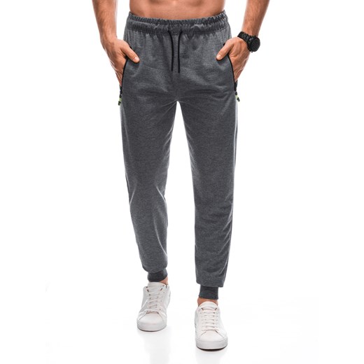 Spodnie męskie dresowe 1412P - szare ze sklepu Edoti w kategorii Spodnie męskie - zdjęcie 163503253