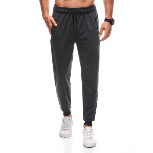 Spodnie męskie dresowe 1412P - grafitowe ze sklepu Edoti w kategorii Spodnie męskie - zdjęcie 163503261