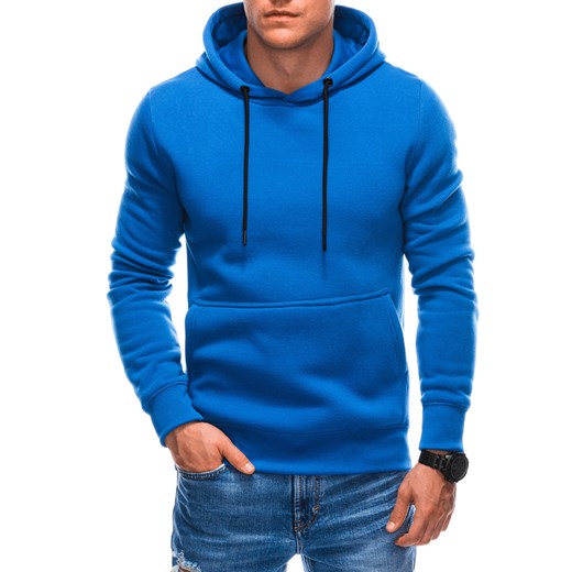 Bluza męska z kapturem EM-SSNZ-22FW-018 V1 - niebieska ze sklepu Edoti w kategorii Bluzy męskie - zdjęcie 163503291