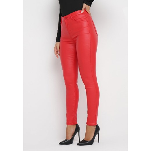 Czerwone Spodnie Skinny z Imitacji Skóry Daciss ze sklepu Born2be Odzież w kategorii Spodnie damskie - zdjęcie 163503984