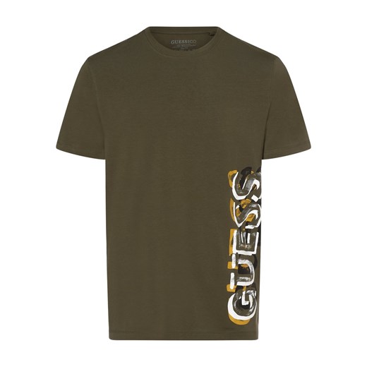 GUESS T-shirt męski Mężczyźni Bawełna oliwkowy nadruk ze sklepu vangraaf w kategorii T-shirty męskie - zdjęcie 163504712