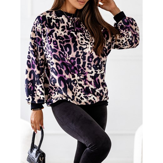 KOMPLET DRESOWY LEGGINSY+ BLUZA W PANTERKĘ+ FIOLETOWY Olika L olika.com.pl