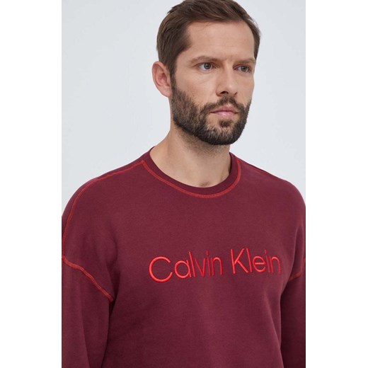 Calvin Klein Underwear bluza bawełniana lounge kolor bordowy z nadrukiem Calvin Klein Underwear XL ANSWEAR.com