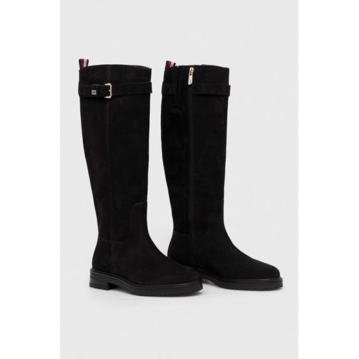 Tommy Hilfiger kozaki zamszowe ESSENTIAL NUBUCK BELT LONGBOOT damskie kolor Tommy Hilfiger 38 ANSWEAR.com