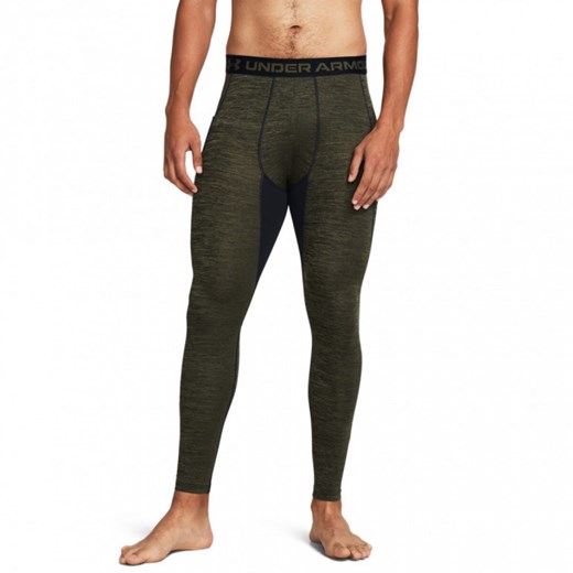 Męskie legginsy treningowe Under Armour UA CG Armour Twist Leggins - khaki ze sklepu Sportstylestory.com w kategorii Spodnie męskie - zdjęcie 163508914