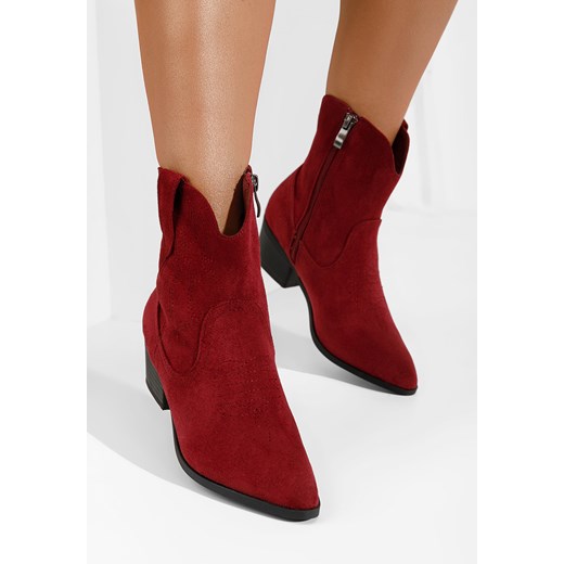 Czerwone kowbojki damskie Mystia ze sklepu Zapatos w kategorii Botki - zdjęcie 163509881