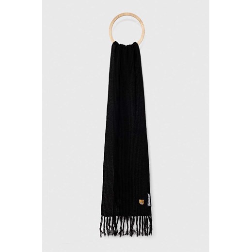 Moschino szalik wełniany kolor czarny gładki ze sklepu ANSWEAR.com w kategorii Szaliki i chusty damskie - zdjęcie 163534924