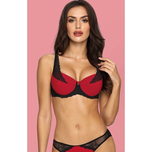 Biustonosz push-up czerwony VB-1446, Kolor czerwono-czarny, Rozmiar 75C, Vena ze sklepu Intymna w kategorii Biustonosze - zdjęcie 163539230