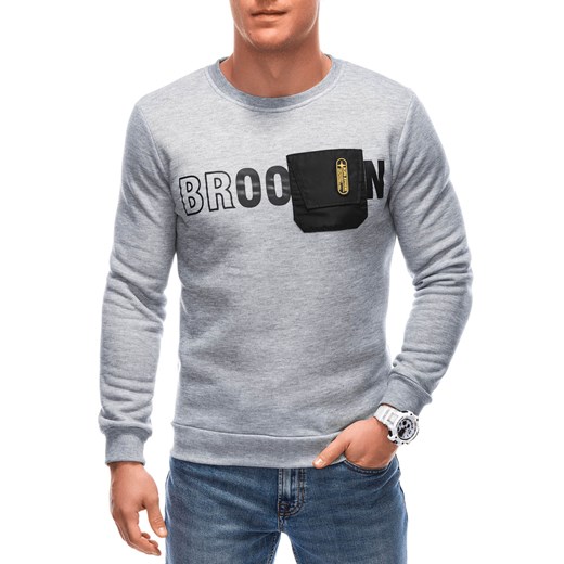 Bluza męska bez kaptura 1619B - szara ze sklepu Edoti w kategorii Bluzy męskie - zdjęcie 163539870