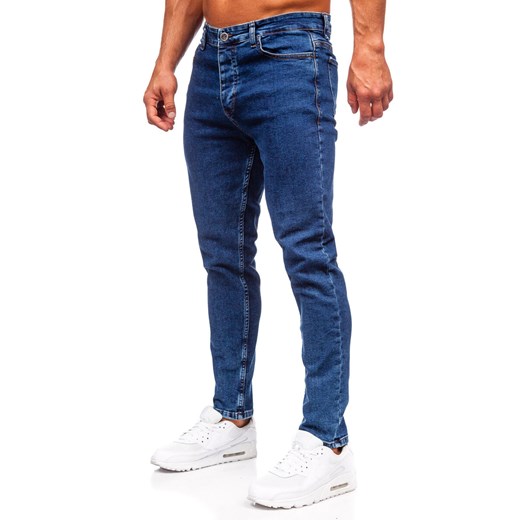 Granatowe spodnie jeansowe męskie regular fit Denley 6053 33/L Denley wyprzedaż