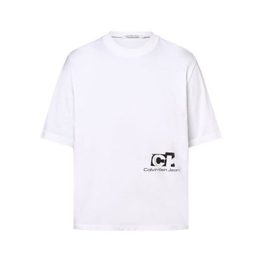 Calvin Klein Jeans T-shirt męski Mężczyźni Bawełna biały nadruk ze sklepu vangraaf w kategorii T-shirty męskie - zdjęcie 163543132