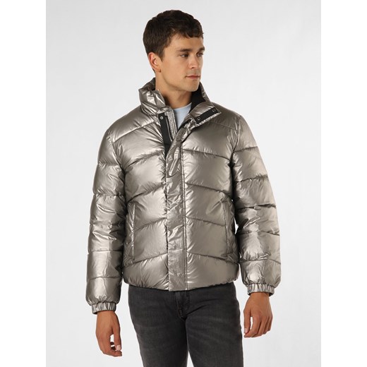 GUESS Męska kurtka pikowana Mężczyźni srebrny jednolity ze sklepu vangraaf w kategorii Bluzy męskie - zdjęcie 163543234