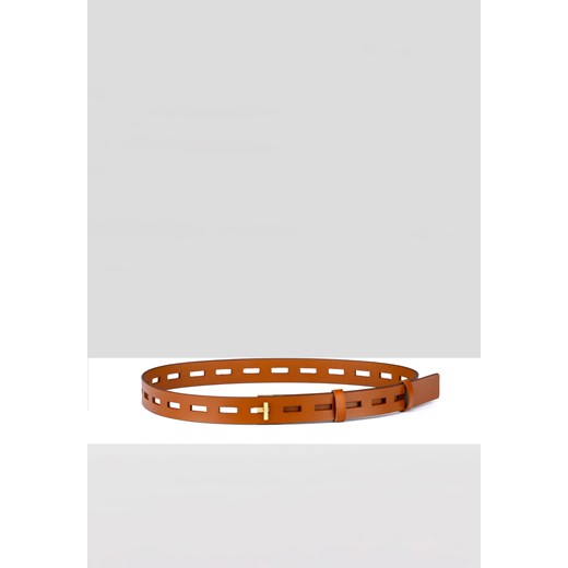 Skórzany brązowy pasek z wycięciami ze sklepu Molton w kategorii Paski damskie - zdjęcie 163566810