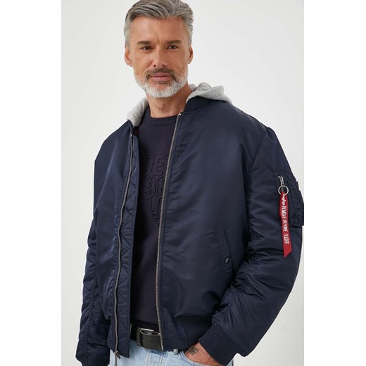 Alpha Industries kurtka bomber MA-1 ZH Back EMB męski kolor granatowy zimowa oversize ze sklepu ANSWEAR.com w kategorii Kurtki męskie - zdjęcie 163572374