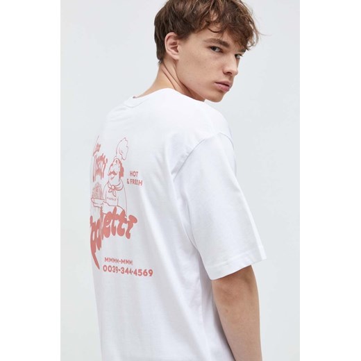 On Vacation t-shirt bawełniany Less Upsetti męski kolor biały wzorzysty ze sklepu ANSWEAR.com w kategorii T-shirty męskie - zdjęcie 163573143