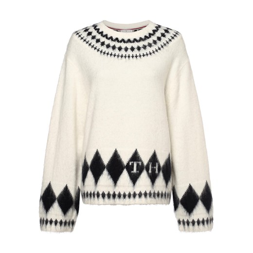 Tommy Hilfiger Sweter damski z dodatkiem alpaki Kobiety drobna dzianina écru wzorzysty ze sklepu vangraaf w kategorii Swetry damskie - zdjęcie 163574321