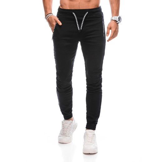 Spodnie męskie joggery 1383P - czarne ze sklepu Edoti w kategorii Spodnie męskie - zdjęcie 163575193