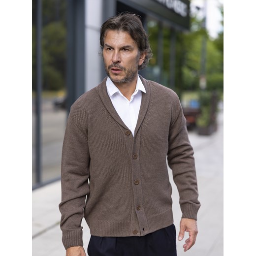 Sweter męski Leonardo kardigan - brąz - M ze sklepu Swetry Lasota w kategorii Swetry męskie - zdjęcie 163575261