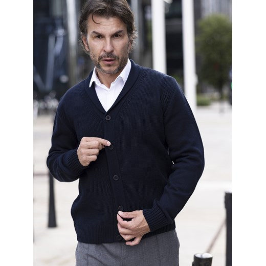 Sweter męski Leonardo kardigan - ciemny granat - M ze sklepu Swetry Lasota w kategorii Swetry męskie - zdjęcie 163575262