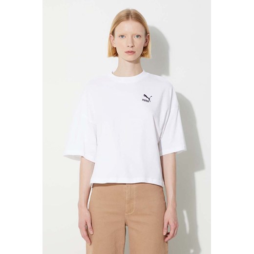 Puma t-shirt bawełniany kolor biały ze sklepu ANSWEAR.com w kategorii Bluzki damskie - zdjęcie 163575824