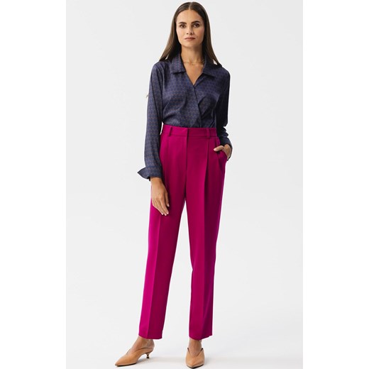 Spodnie z wysokim stanem śliwkowe S356, Kolor śliwkowy, Rozmiar S, Stylove ze sklepu Primodo w kategorii Spodnie damskie - zdjęcie 163579262