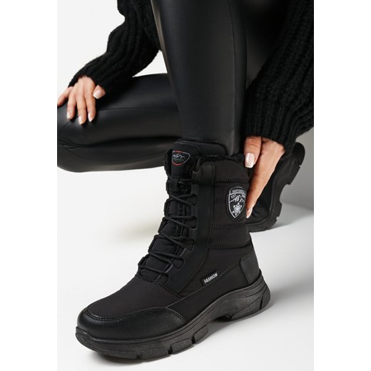 Czarne Śniegowce za Kostkę z Sznurowaniem Lupines 37 okazja born2be.pl