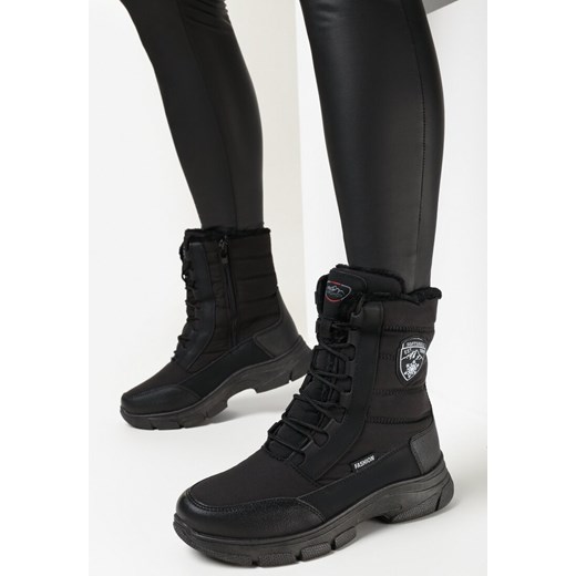 Czarne Śniegowce za Kostkę z Sznurowaniem Lupines 41 promocja born2be.pl