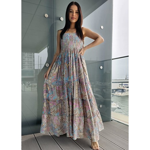 420 Maxi Sukienka Jedwab Cancun Multi Bohemian M/L Ligari okazja