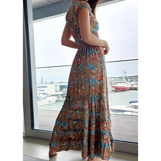 7255 Maxi Sukienka Boho Jedwab Avilla Blue Boho World S/M wyprzedaż Ligari