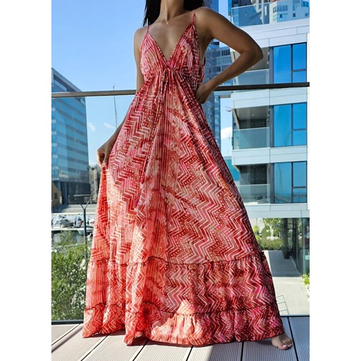 963 Maxi Sukienka Boho Jedwab Marbella Red Boho World M/L Ligari wyprzedaż