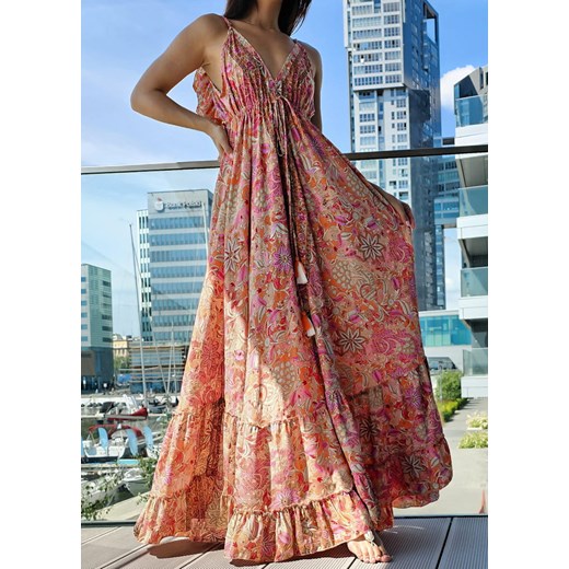 899 Maxi Sukienka Boho Jedwab Sharone Multi Boho World S/M promocyjna cena Ligari