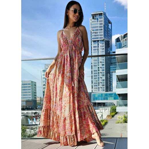 899 Maxi Sukienka Boho Jedwab Sharone Multi Boho World M/L okazyjna cena Ligari