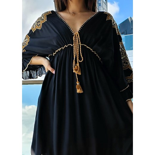 504 Maxi Sukienka Werona Gold Black Boho World One size okazyjna cena Ligari