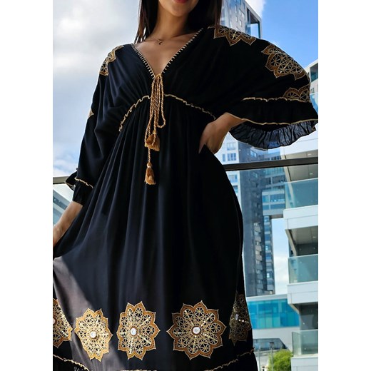 504 Maxi Sukienka Werona Gold Black Boho World One size Ligari okazyjna cena