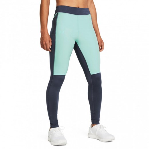 Damskie legginsy do biegania Under Armour UA Qualifier Cold Tight - miętowe ze sklepu Sportstylestory.com w kategorii Spodnie damskie - zdjęcie 163588963