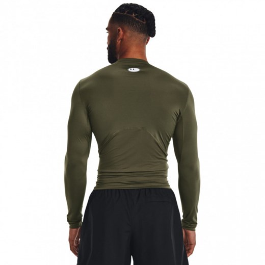 Męski longsleeve treningowy UNDER ARMOUR UA HG Armour Comp LS - khaki ze sklepu Sportstylestory.com w kategorii T-shirty męskie - zdjęcie 163589000