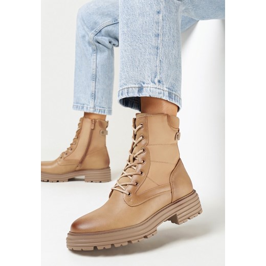 Botki Born2be casualowe wiązane płaskie 