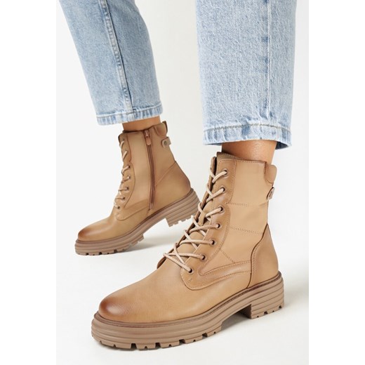 Botki Born2be beżowe wiązane casualowe 