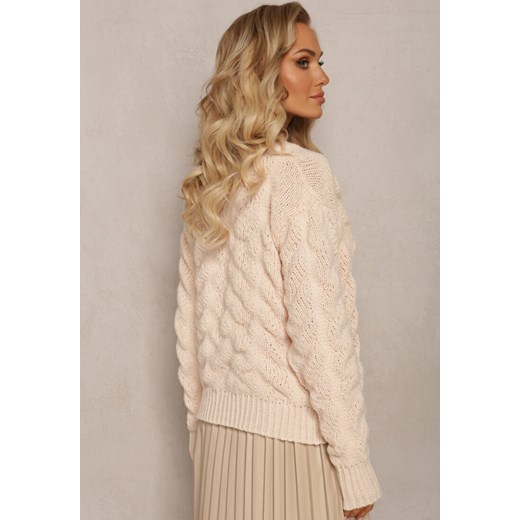 Sweter damski Renee w kwiaty z dekoltem w serek