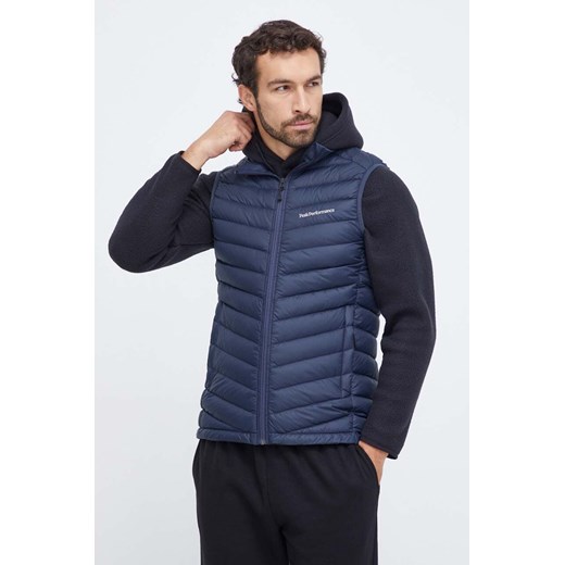 Peak Performance bezrękawnik puchowy męski kolor granatowy przejściowy ze sklepu ANSWEAR.com w kategorii Kamizelki męskie - zdjęcie 163594240