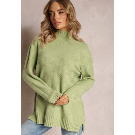 Zielony Golf z Długim Rękawem Oligese ze sklepu Renee odzież w kategorii Swetry damskie - zdjęcie 163597192