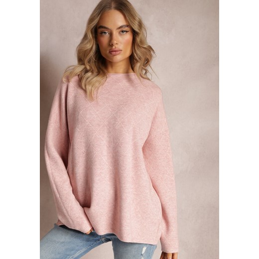 Jasnoróżowy Sweter o Luźnym Kroju Enian ze sklepu Renee odzież w kategorii Swetry damskie - zdjęcie 163597232