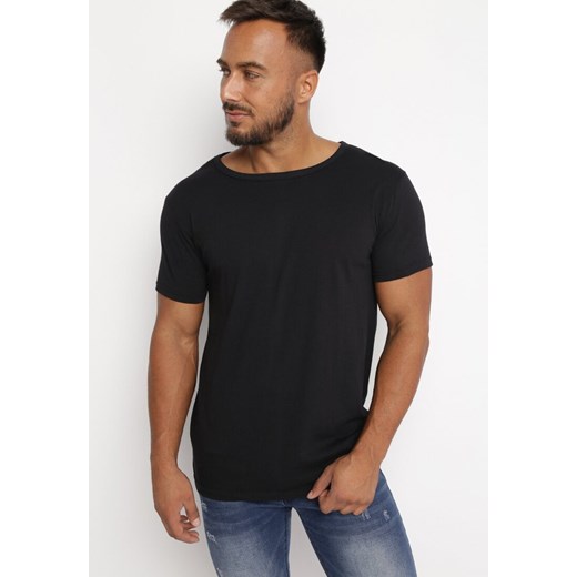 Czarna Gładka Koszulka z Bawełny z Krótkimi Rękawami Madelisa ze sklepu Born2be Odzież w kategorii T-shirty męskie - zdjęcie 163597274
