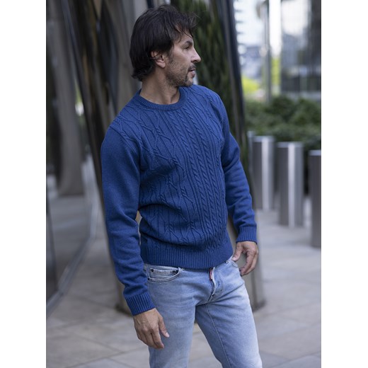 Sweter męski pod szyję - Max - ciemny jeans - M ze sklepu Swetry Lasota w kategorii Swetry męskie - zdjęcie 163600780