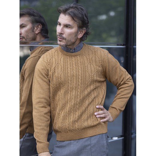 Sweter męski pod szyję - Max - mokka - M ze sklepu Swetry Lasota w kategorii Swetry męskie - zdjęcie 163600782
