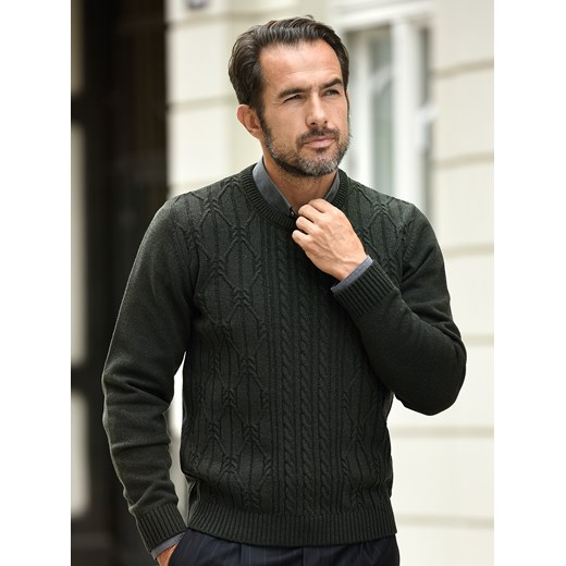 Sweter męski pod szyję - Max (duży) - oliwka - 3XL ze sklepu Swetry Lasota w kategorii Swetry męskie - zdjęcie 163600783